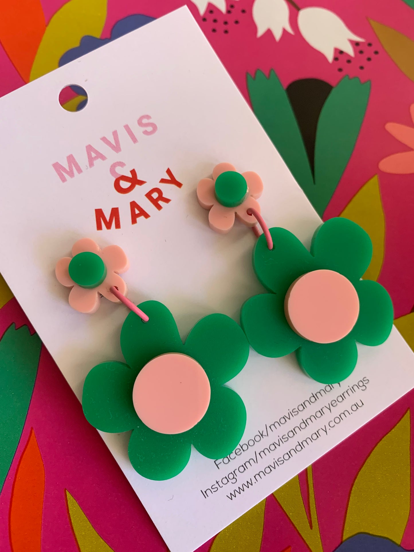 Flower double - green/pink