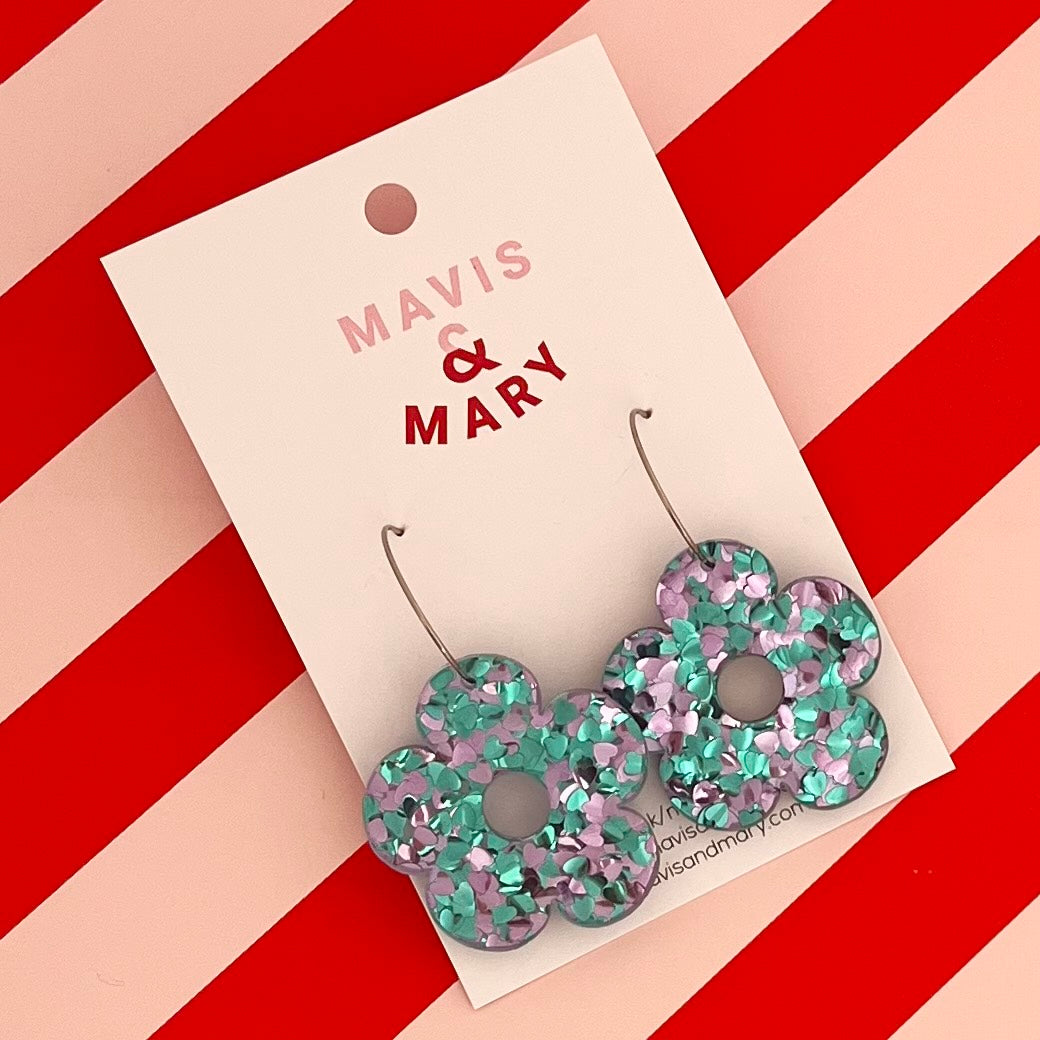 Mermaid flower cut out on hoops