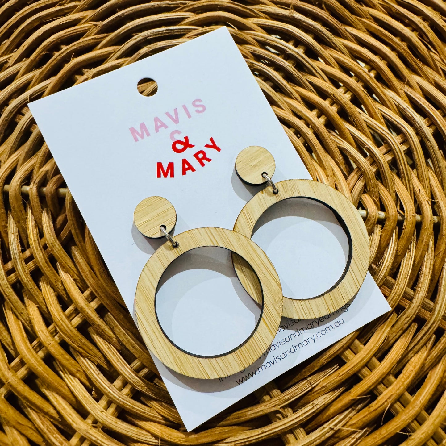 Bamboo circle dangle large