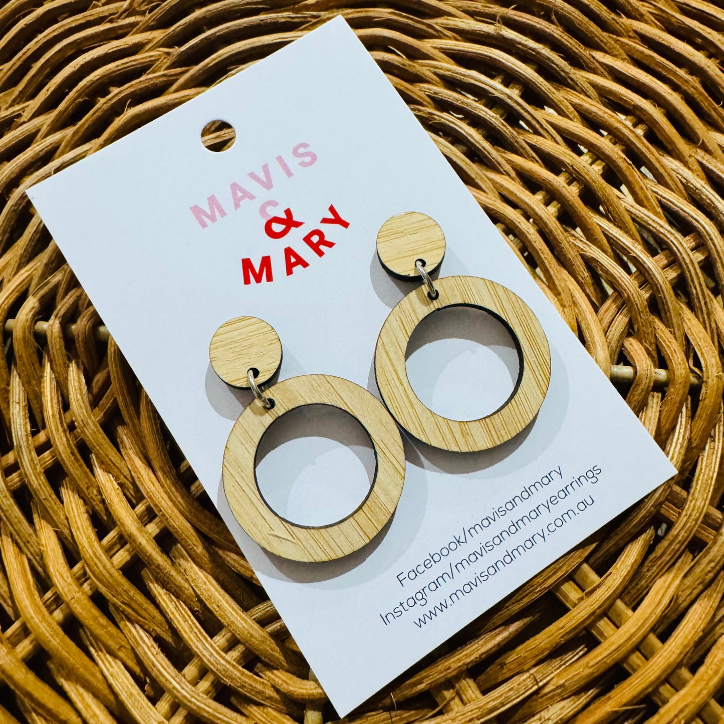 Bamboo circle dangle small