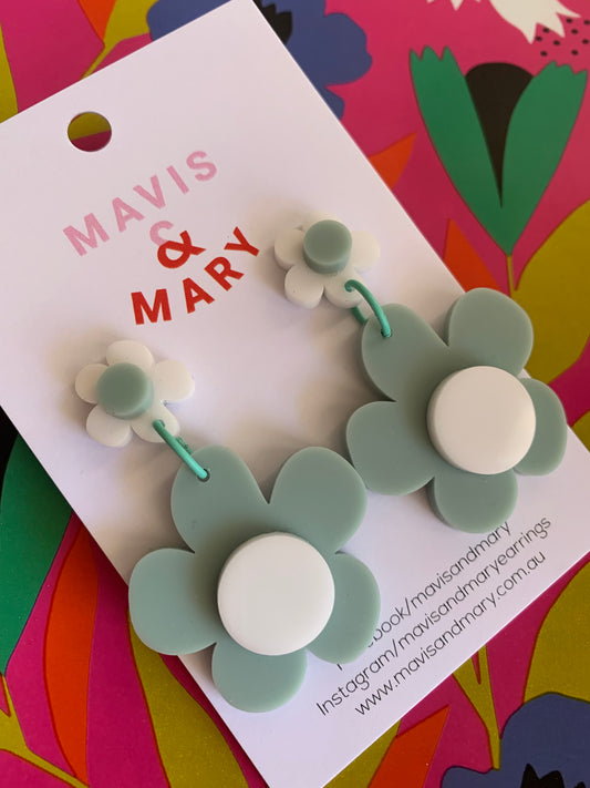Flower double - mint green/white