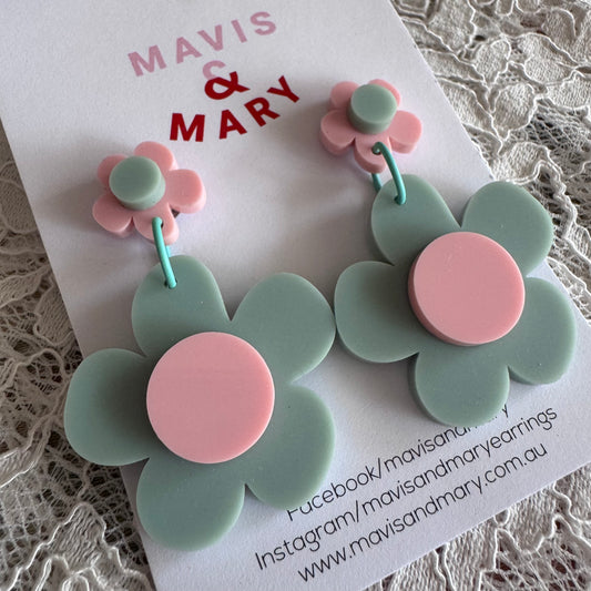 Flower double -mint/pink