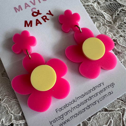 Flower double - pink/yellow