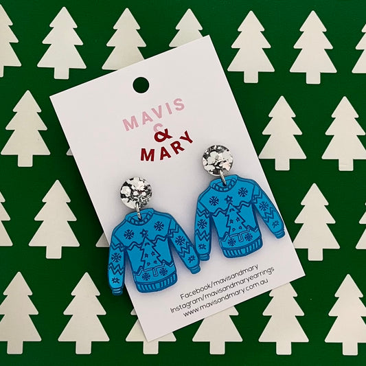 Christmas ugly jumper Blue mirror