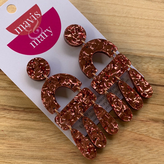 Pink glitter - three tier dangles