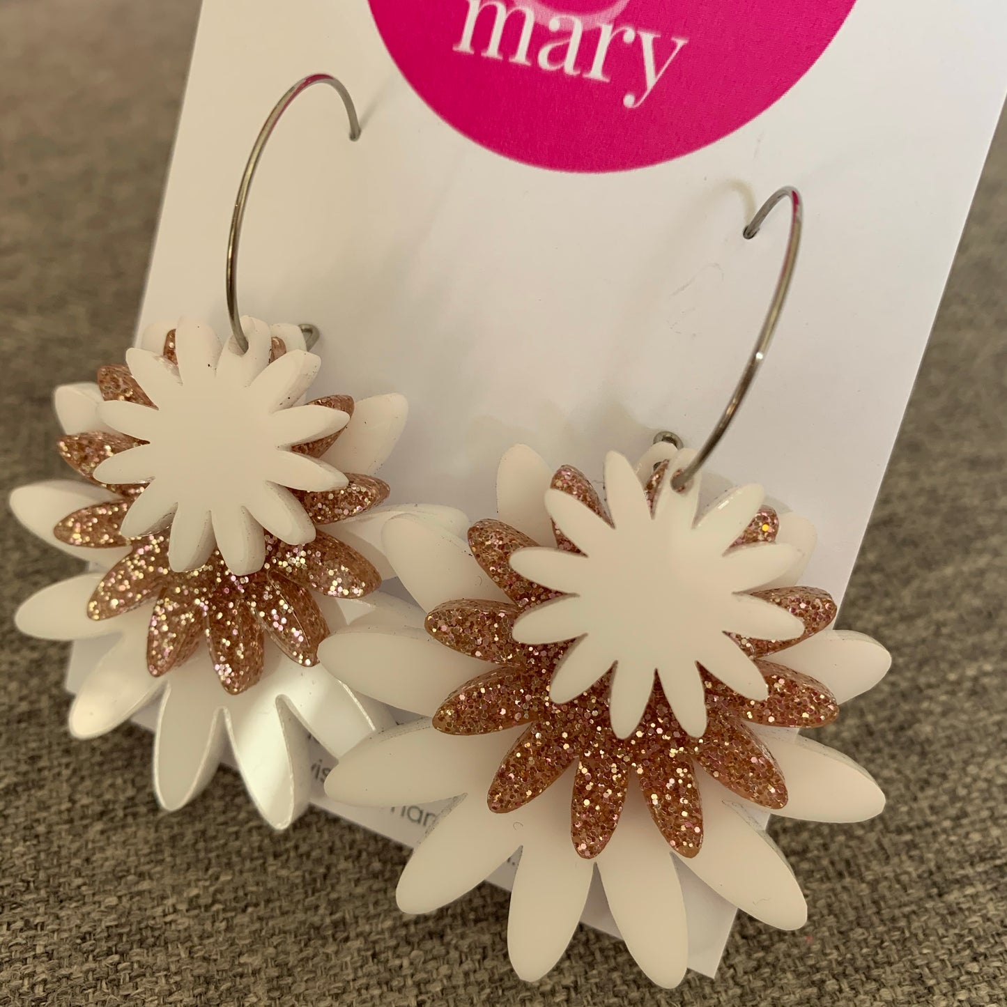 Daisy trio hoops - soft pink sparkle and white