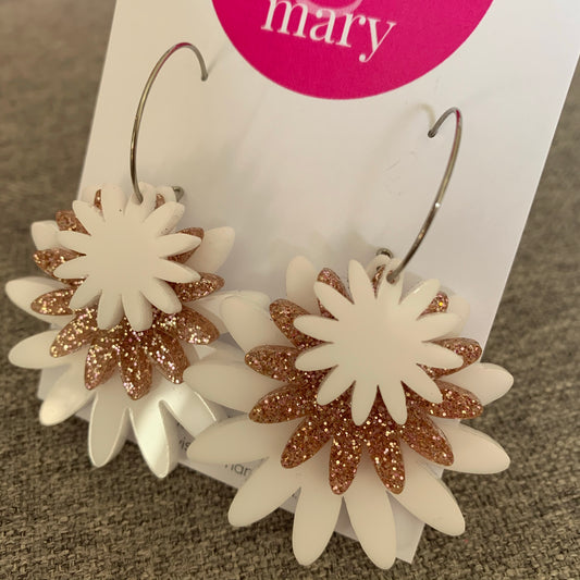 Daisy trio hoops - soft pink sparkle and white