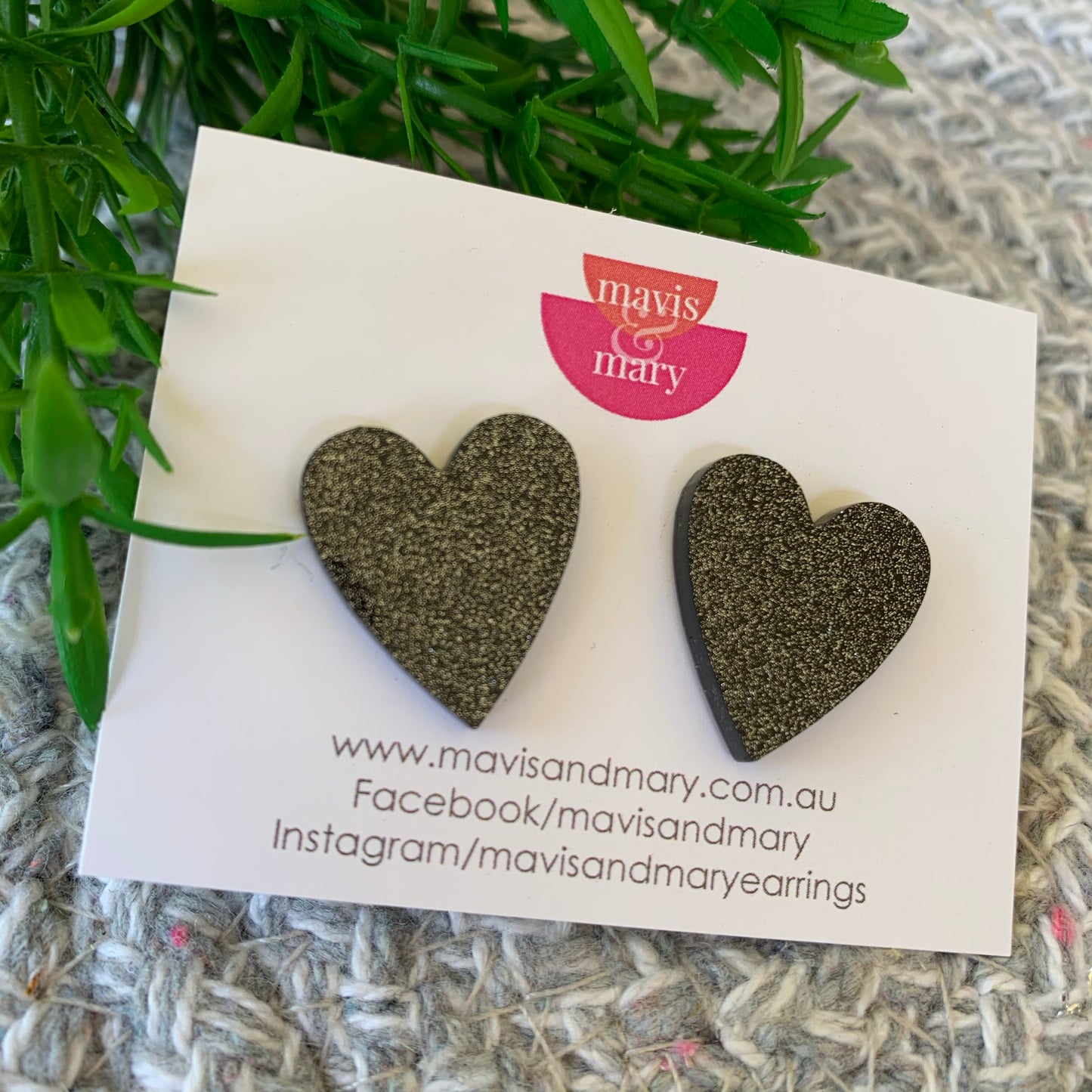 Black stardust hearts - large