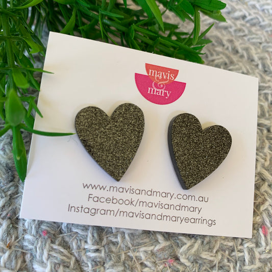 Black stardust hearts - large