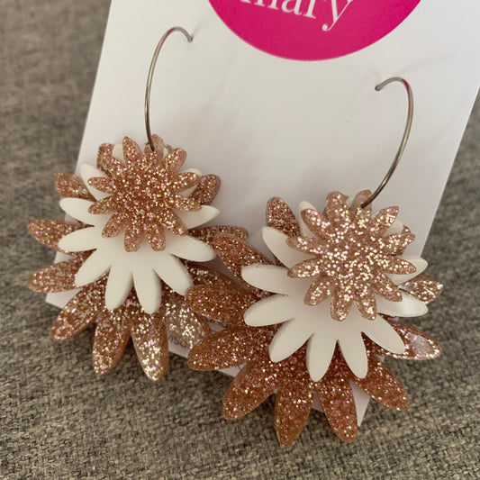 Daisy trio hoops - soft pink sparkle and white
