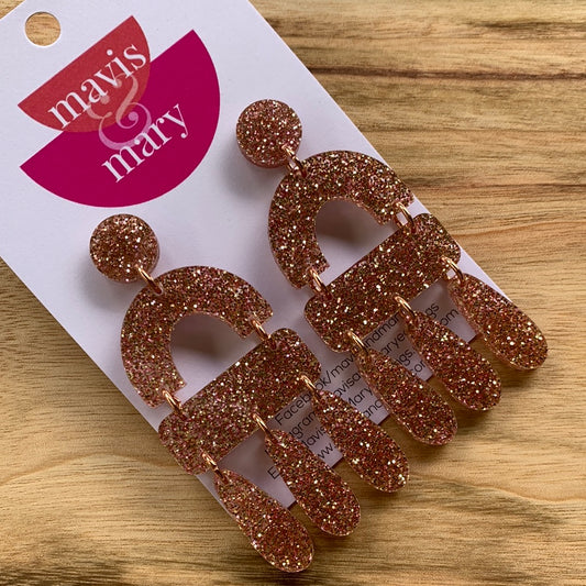 Pink glitter - three tier dangles